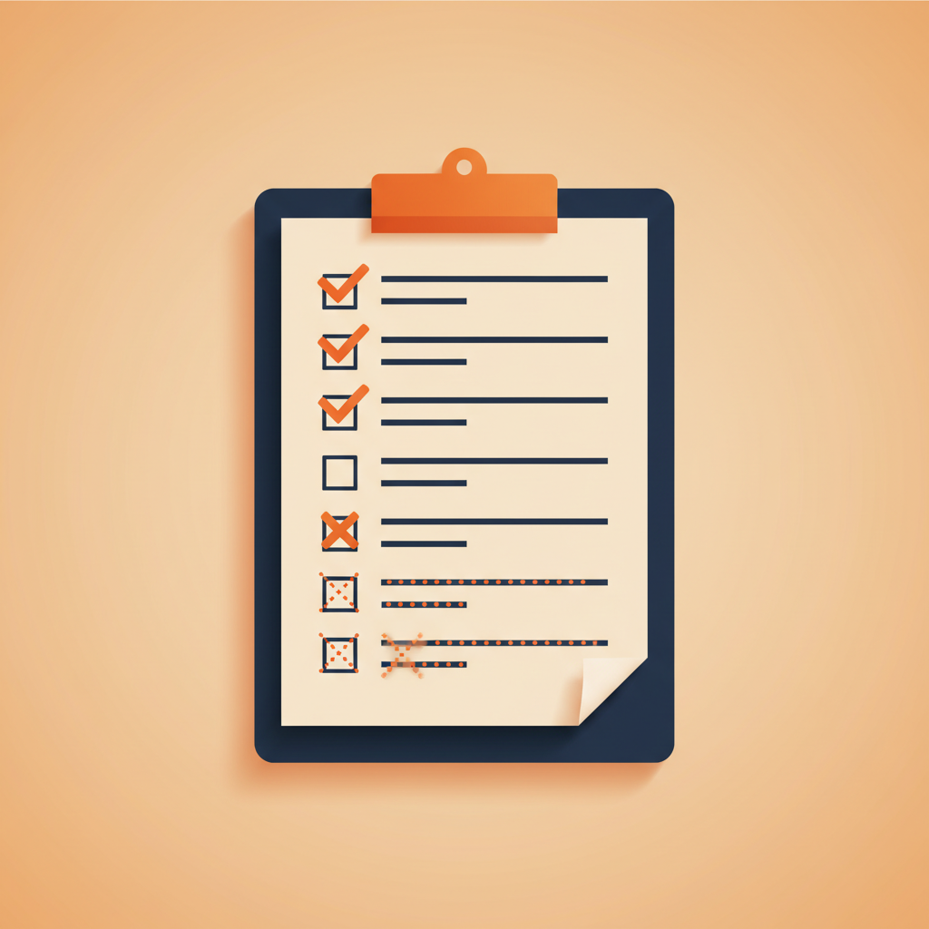 Stylized checklist illustration with orange checkmarks and red X marks — choosing a Phoenix SEO agency visualization