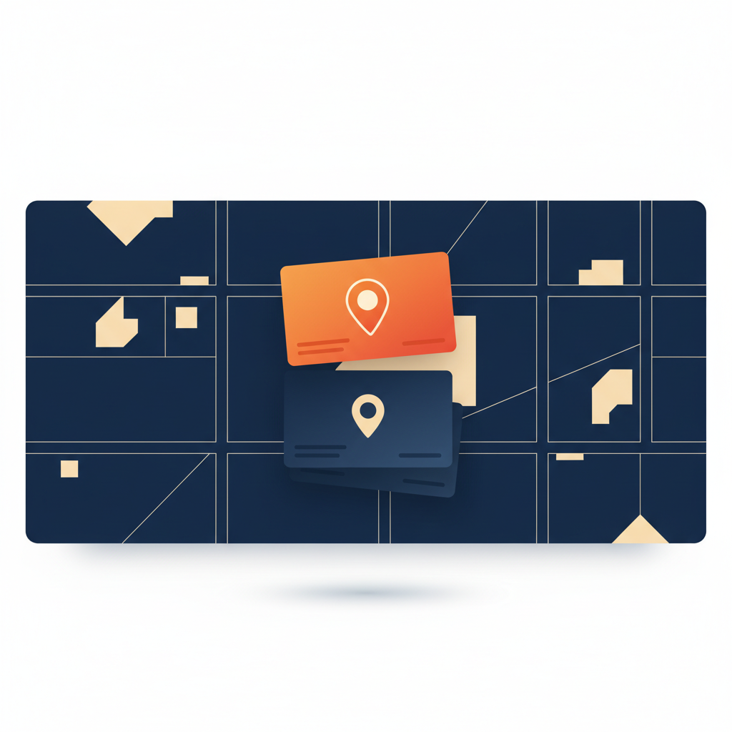 Stylized illustration of a Google Map Pack with three highlighted business results — Phoenix map pack visualization
