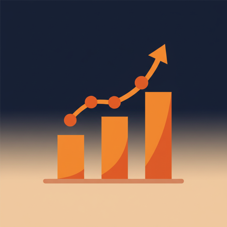 Stylized illustration of an ascending orange line chart with budget tiers — Phoenix SEO cost visualization