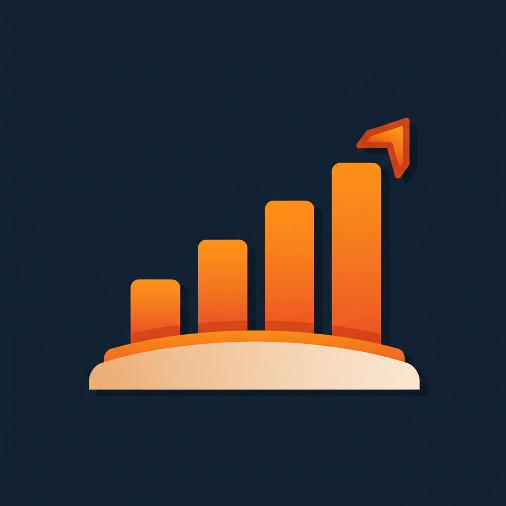 Stylized rising ranking dashboard illustration with orange chart