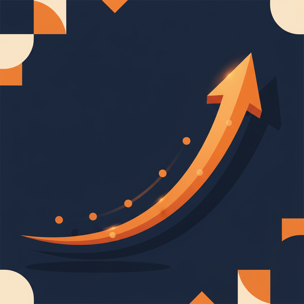 Stylized ascending curve illustration showing ROI growth in orange